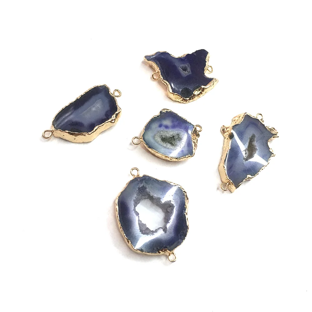 

Irregular Shape Gold Plated Purple Agates Pendant Necklace Reiki Healing Natural Stone Amulet DIY Jewelry Gift Size 20x30mm