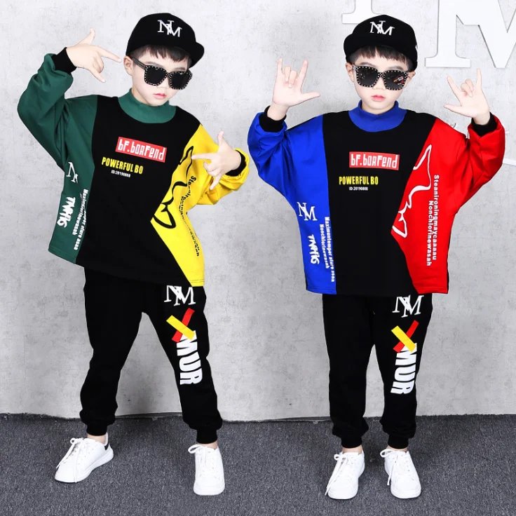 2 Pieces Children's Clothing Sets Boys Cotton Hip Hop Dance Costumes Autumn Big Kids Hoodies Pants Outfits 8 10 11 12 Years Old | Детская