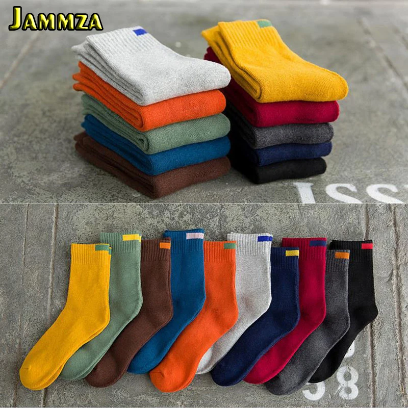 Мужские Простые хлопковые деловые носки однотонные шерстяные карамельных