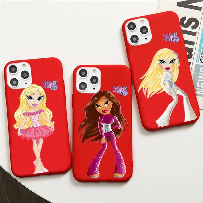 

Cute Bratz Girl Phone Case For IPhone 6 6s 7 8 Plus X Xs Xr Xsmax 11 12 Pro Promax 12mini Candy Red Silicone Cover