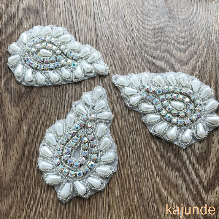 Нежный ручной шитья горный хрусталь аппликация бисером свадебные створки пояса