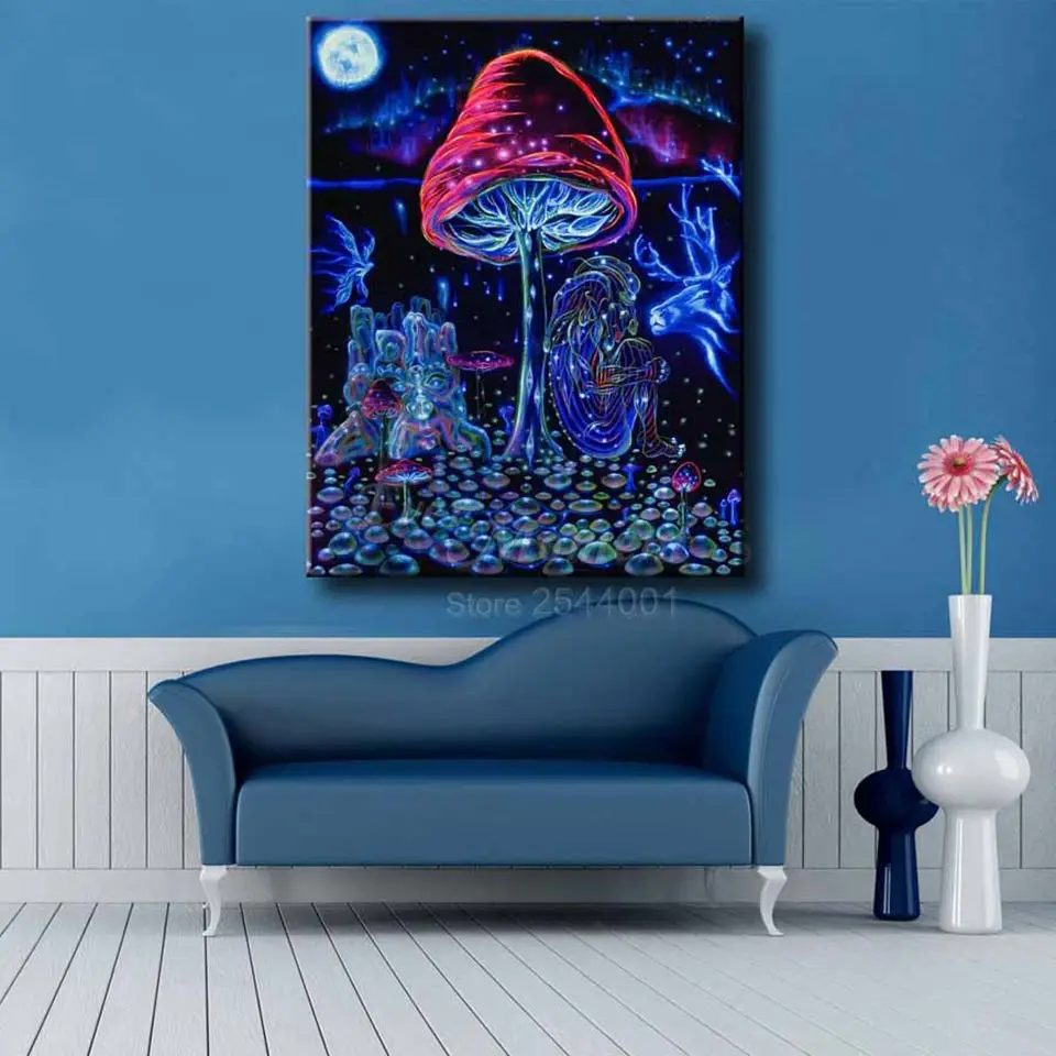 DIY 5D алмазная живопись темная психоделическая Магия грибы trippy 3d Алмазная вышивка картина Настенная картина полный макет ASF755