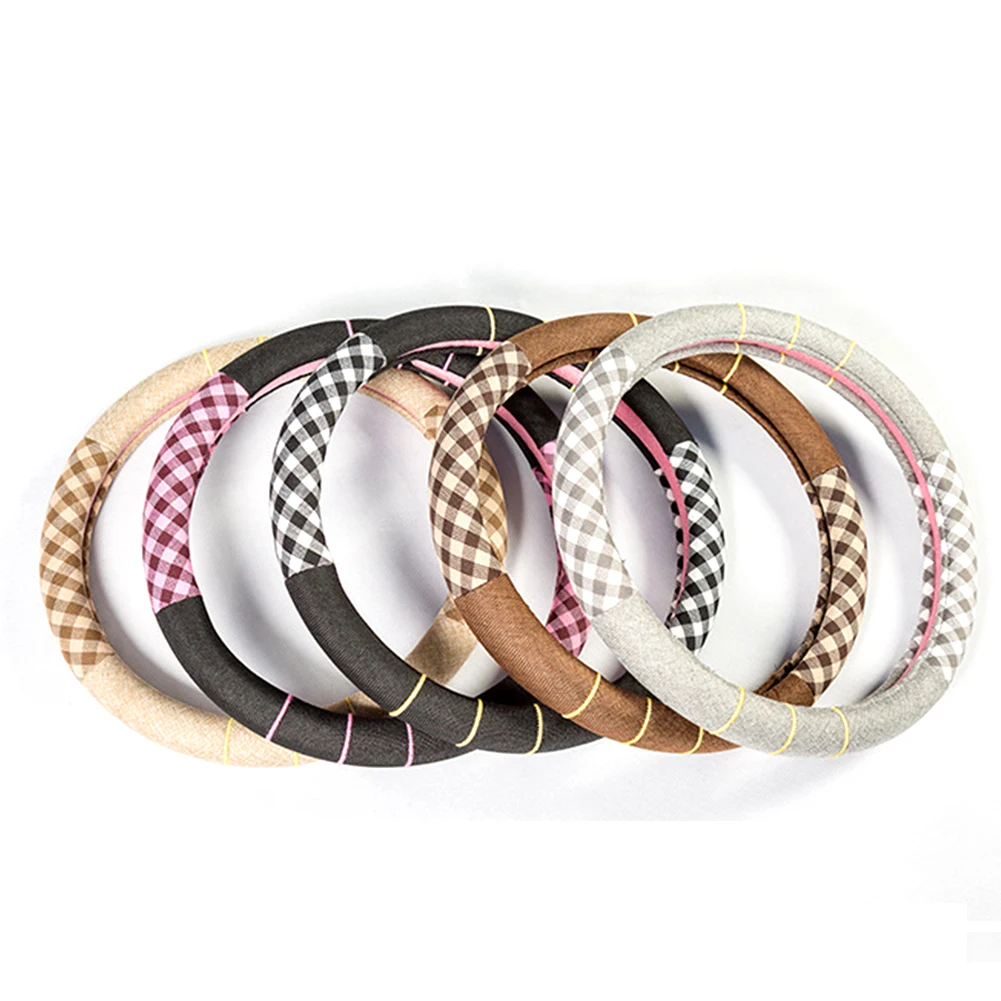 Автомобильный льняной чехол на руль четыре сезона универсальная ткань для