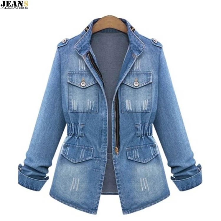 Женская джинсовая куртка 2019 модное пальто с длинным рукавом Повседневная