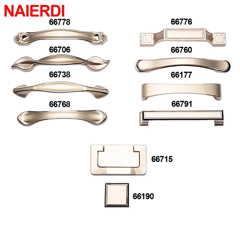 Европейские ручки шкафа NAIERDI кухонный шкаф из цинкового сплава золотого