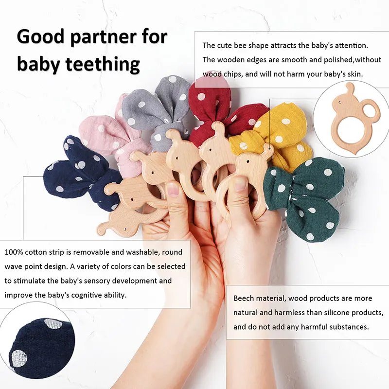 Грызунок деревянный для новорожденных 1 шт. из хлопка | Мать и ребенок