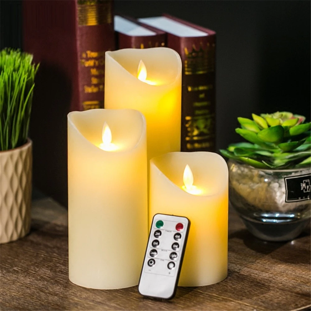 

3Pcs/Set LED Flameless Candle Lights Remote Flickering Tea Candles Battery Powered for Home Wedding Birthday Party Decoration