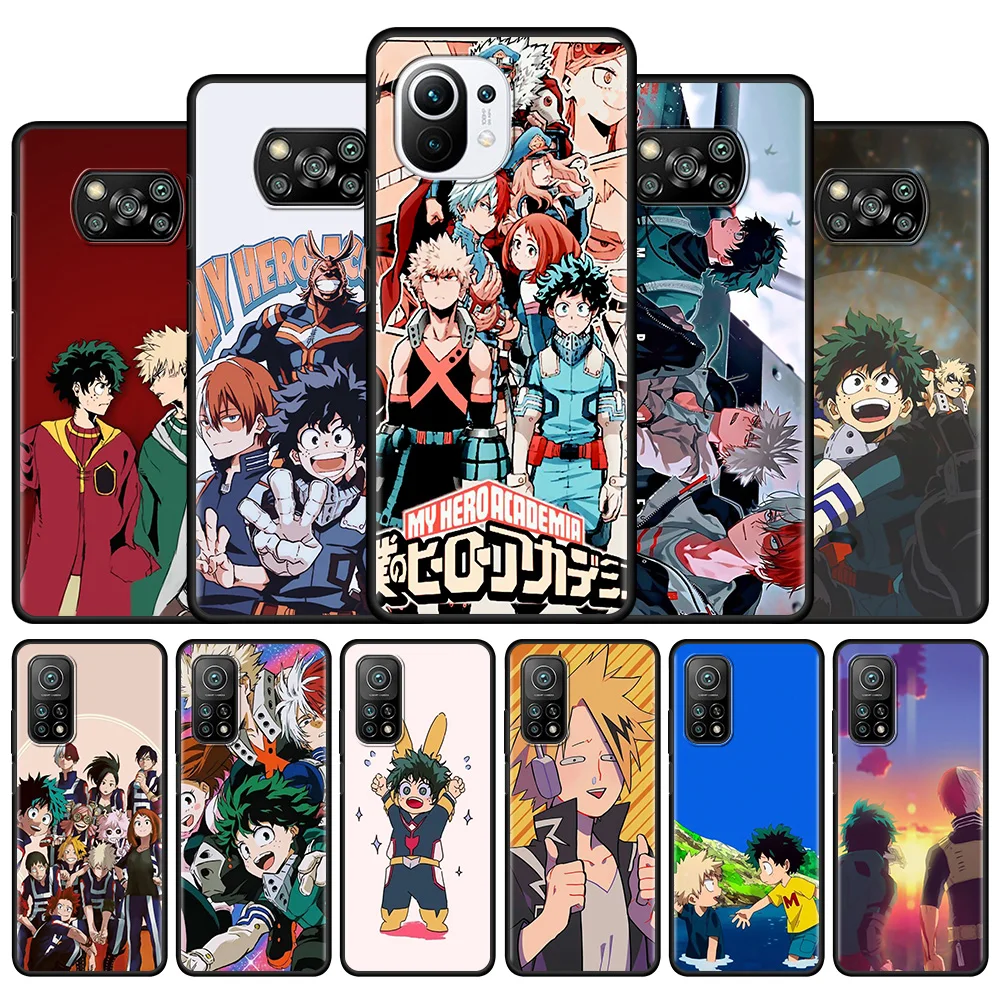 

Silicone Phone Case for Xiaomi Mi Poco X3 Pro M3 Pro 5G F3 Pocophone F1 Funda Capa Back Cover My Hero Academy Anime