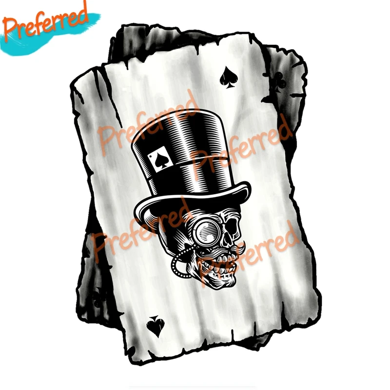 

Ace Playing Cards Design with Old School Gentleman Hipster Skull Motif Motocross Racing Laptop Helmet Trunk Wall Car Sticker