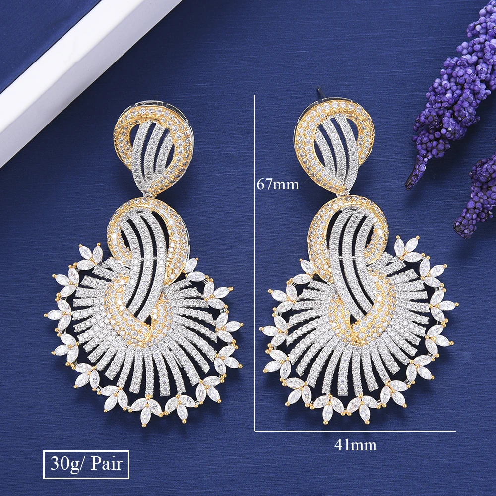 

Jimbora Noble Luxury Romantic Elegant Shiny Round Earrings Jewelry For Women Bridal Wedding Party Show High quality Zirconia
