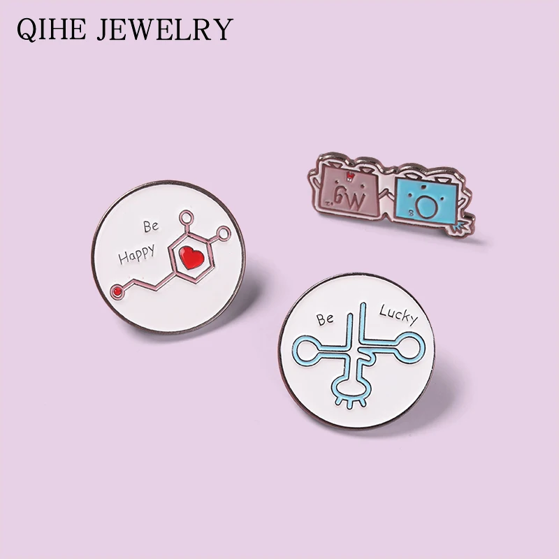 

Chemical Science Enamel Pins Math Element Lapel Badge Metal Cartoon Round Brooches for Backpack Decoration Pins for Friend Gift