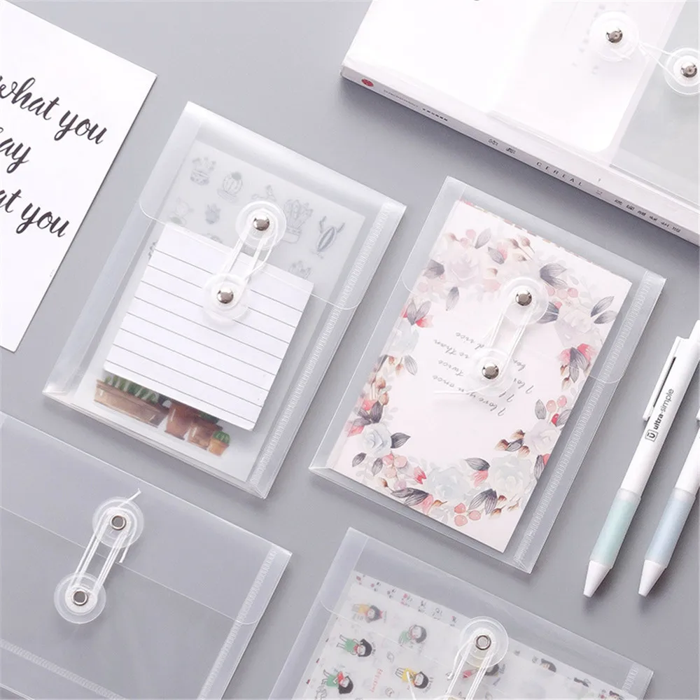 

5pcs Transparent Storage Bag Hand Account Stickers Memo Pad Organizer A6 Card Holder Portable Coin Purse Bus Card Earphone Bag