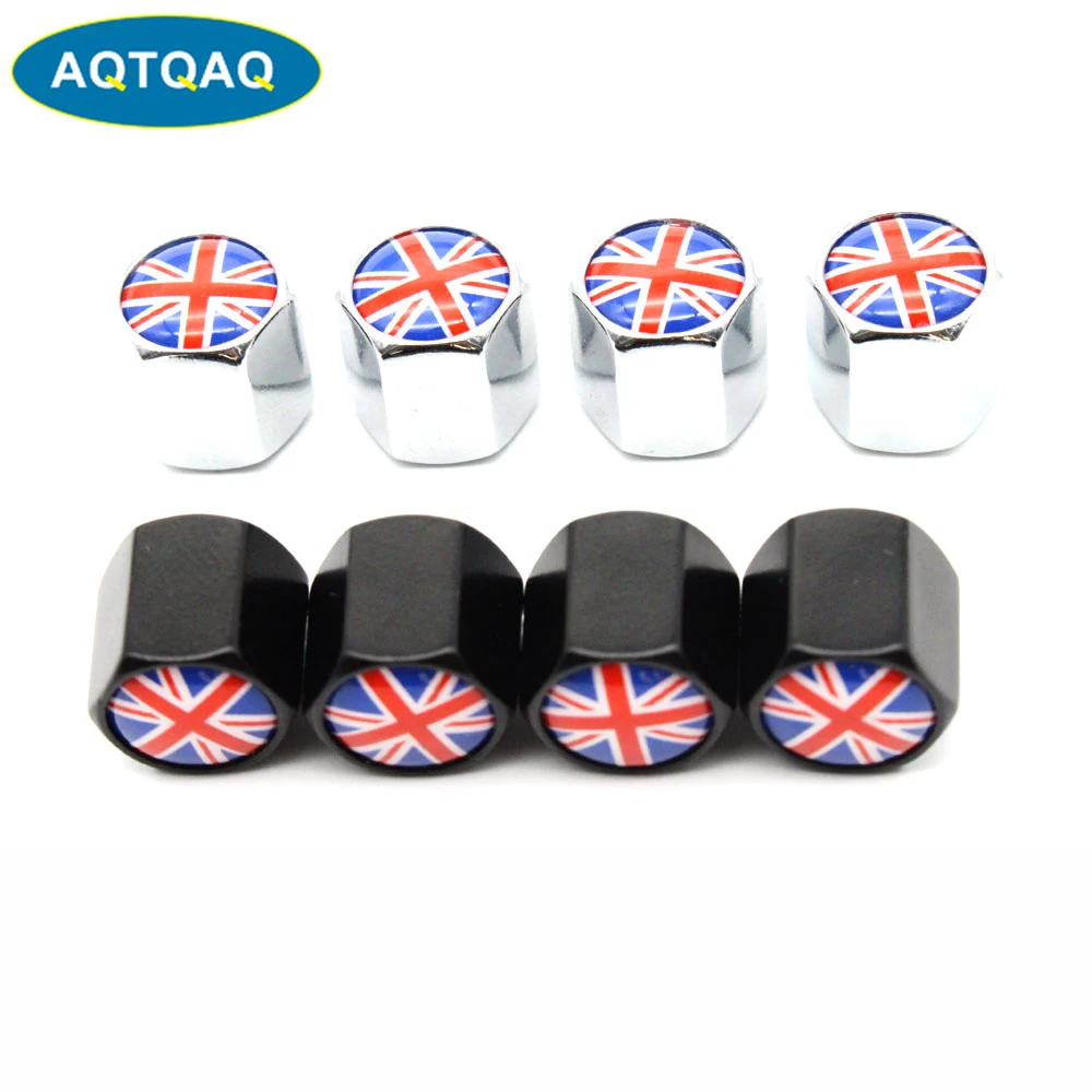 

4 Pcs/Set Zinc Alloy England flag Style Tire Valve Stem Cap Tire Wheel Stem Air Valve Caps for Auto Cars