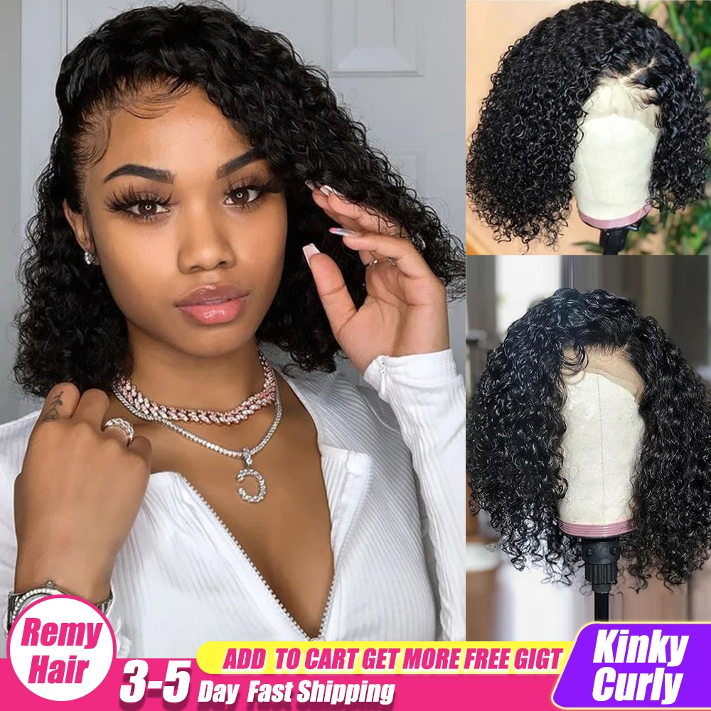 Brazilian Kinky Curly Wig Human Hair Wigs for Women 4x4 Lace Closure Wig Curly Human Hair Wig BLACROSS Pre Plucked Lace Wig Remy