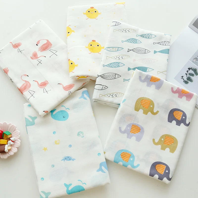 50 см * 150 см/шт. двухслойная мультяшная марля хлопчатобумажная ткань слюнявчик