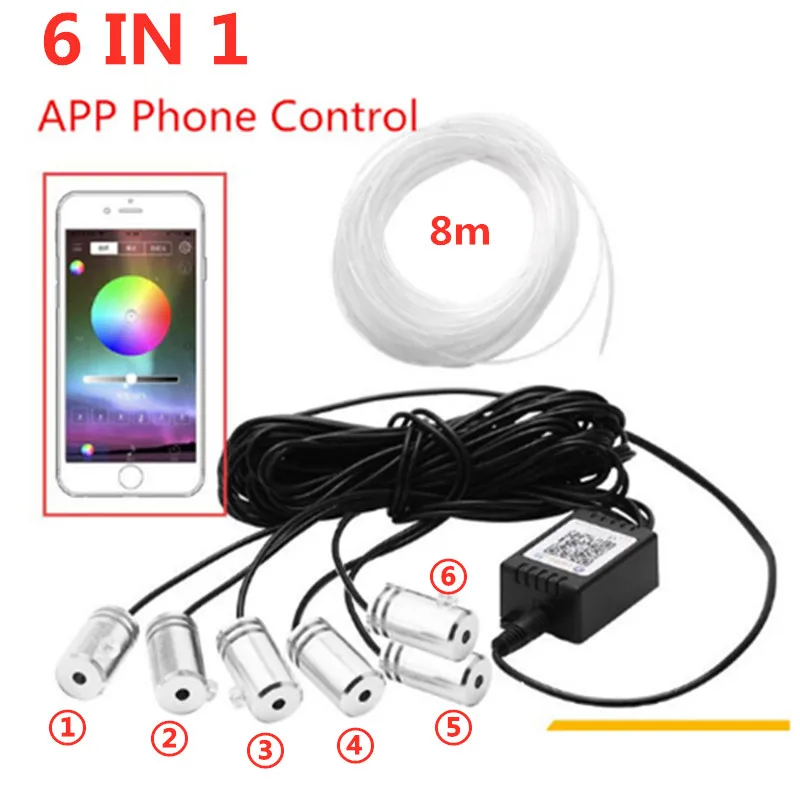 

8M RGB Fiber Optic Atmosphere Lamps Car Interior Ambient Light Decorative Dashboard Door Remote Control or App Control for bmw