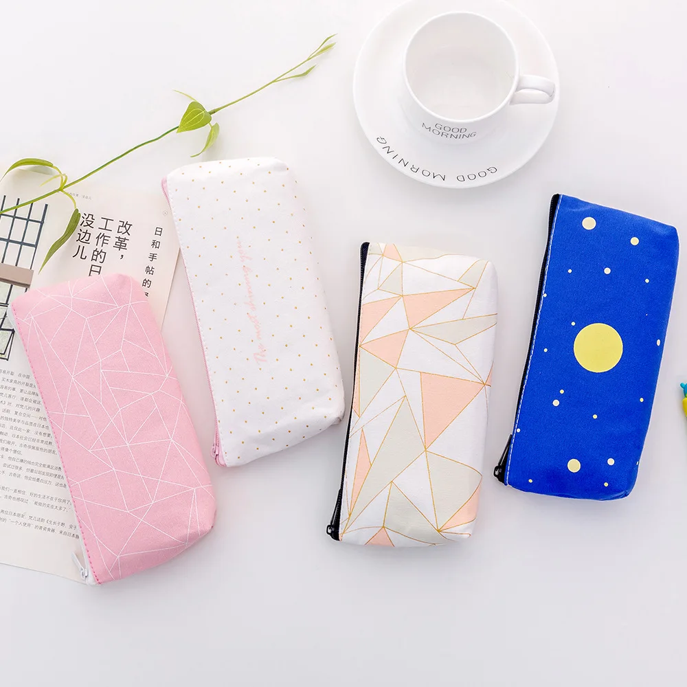 Cute Cartoon Pencil Case School Student Supplies Pen Box Bag Stationery Storage Office High Capacity Starry Sky | Дом и сад