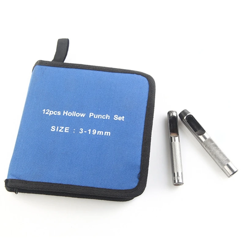 

12 Pcs Multifunction 3-19mm Round Steel Leather Craft Hollow Hole Puncher Tool 667A