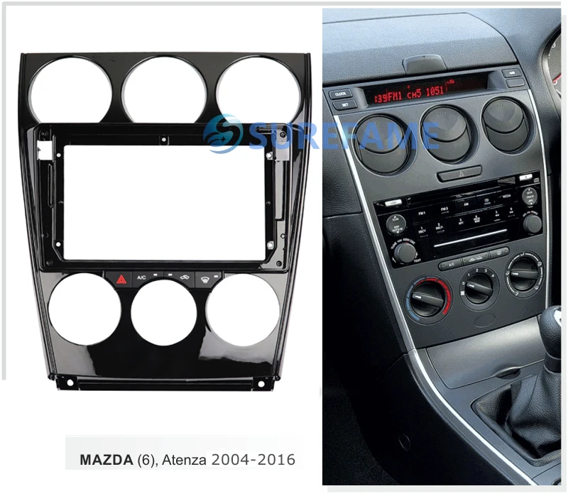 9 inch Car Fascia Radio Panel for MAZDA 6 Atenza 2004-2016 Facia Dash Kit Install Adapter Bezel Console Plate Trim 9inch Cover | Автомобили