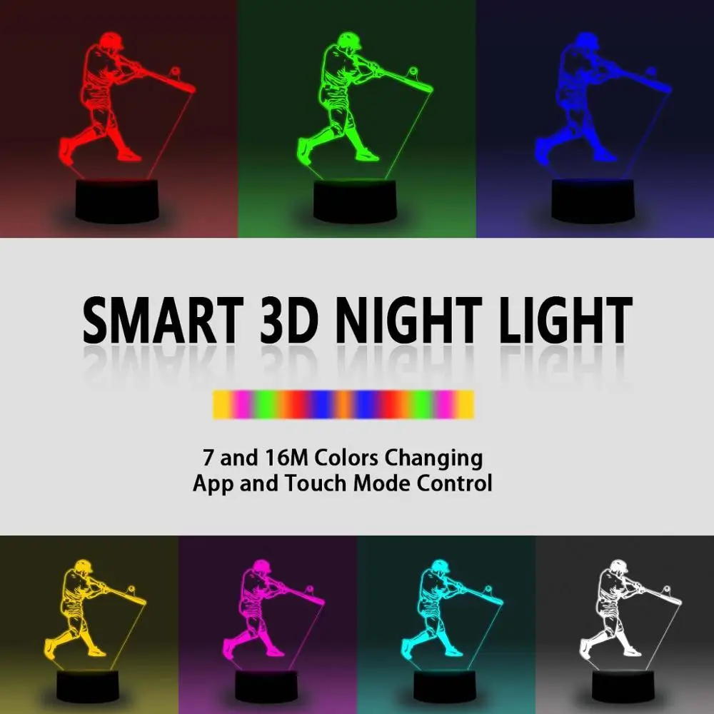 NiteApps 3D бейсбольная игра ночник настольная Иллюзия украшение лампа подарок на