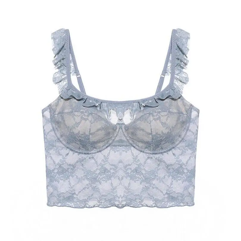 

French Fashion Lace Spaghetti Strap Camis Women's 2021 Sexy Backless Bustier Corset Female Tops Streetwear Punk Club Bra p556