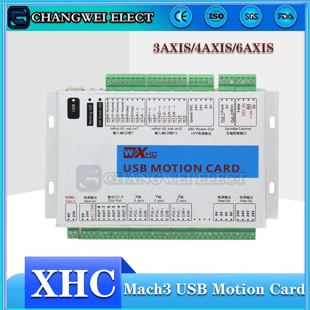 

Xhc-motion control board 3 axis 4 axis 6 axis khz mach 3 CNC cutting and engraving machine usb port support window 7 system