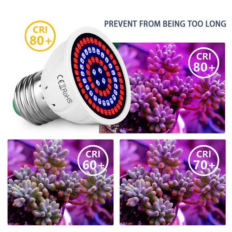 48-80 светодиодов 220 В Светодиодная лампа для выращивания растений полный спектр