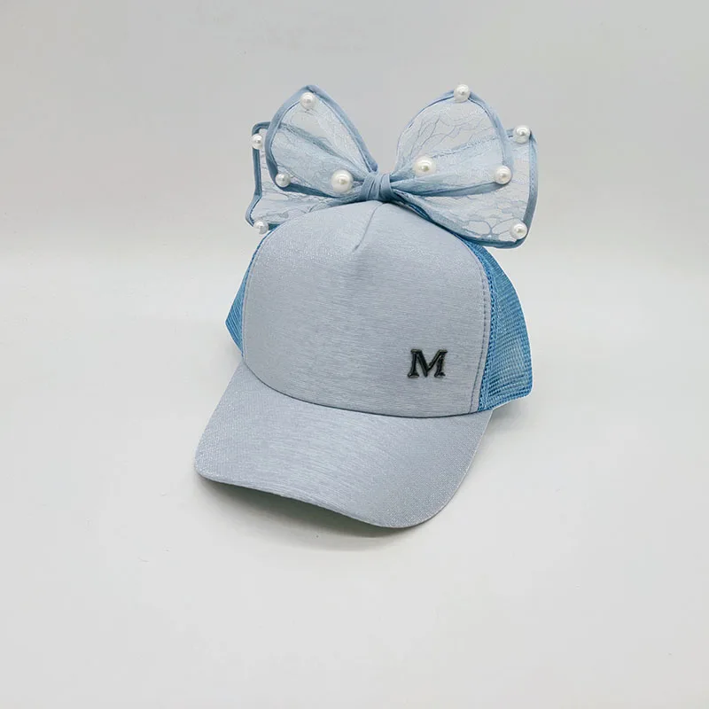 Детская бейсболка с жемчужным бантом и мультяшным рисунком 4 цвета Снэпбэк кепки