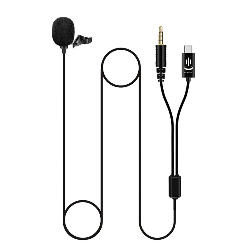 

Петличный микрофон с креплением для мониторинга всенаправленный микрофон 3,5 мм штекер Type-C штекер для прямой трансляции смартфона компьюте...