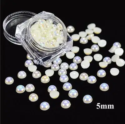 5mm Zziell Стразы для ногтей Жемчужное Украшение AB Цвет 3D Природа круглый плоский с оборота Блестящий DIY Маникюр украшения для дизайна ногтей - Цвет: 5mm