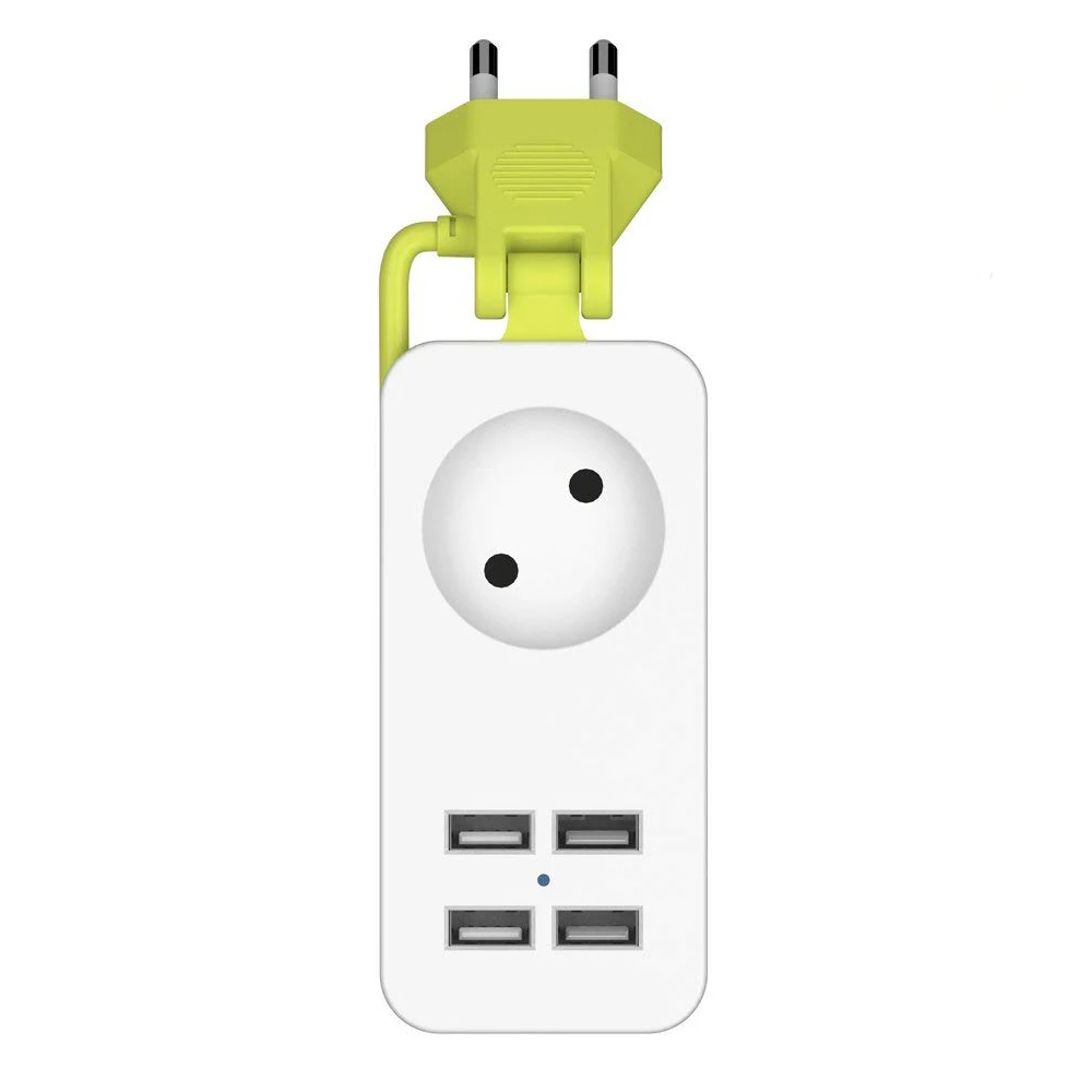 1 OUTLET 4USB Силовая лента 1/2, штепсельная вилка европейского стандарта 1200 Вт, 250 В, кабель 1,5 м, настенная многоразъемная портативная 4 usb-порта для мобильных телефонов, смартфонов, планшетов - Цвет: 1 OUTLET 4USB