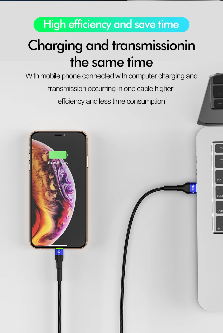 ROCK Metal Led usb-кабель со светом для iPhone 11 Xs MAX Xr X 8 7 6 6s Plus Быстрая зарядка для iPad 100 см 200 см 50 см Быстрая зарядка данных