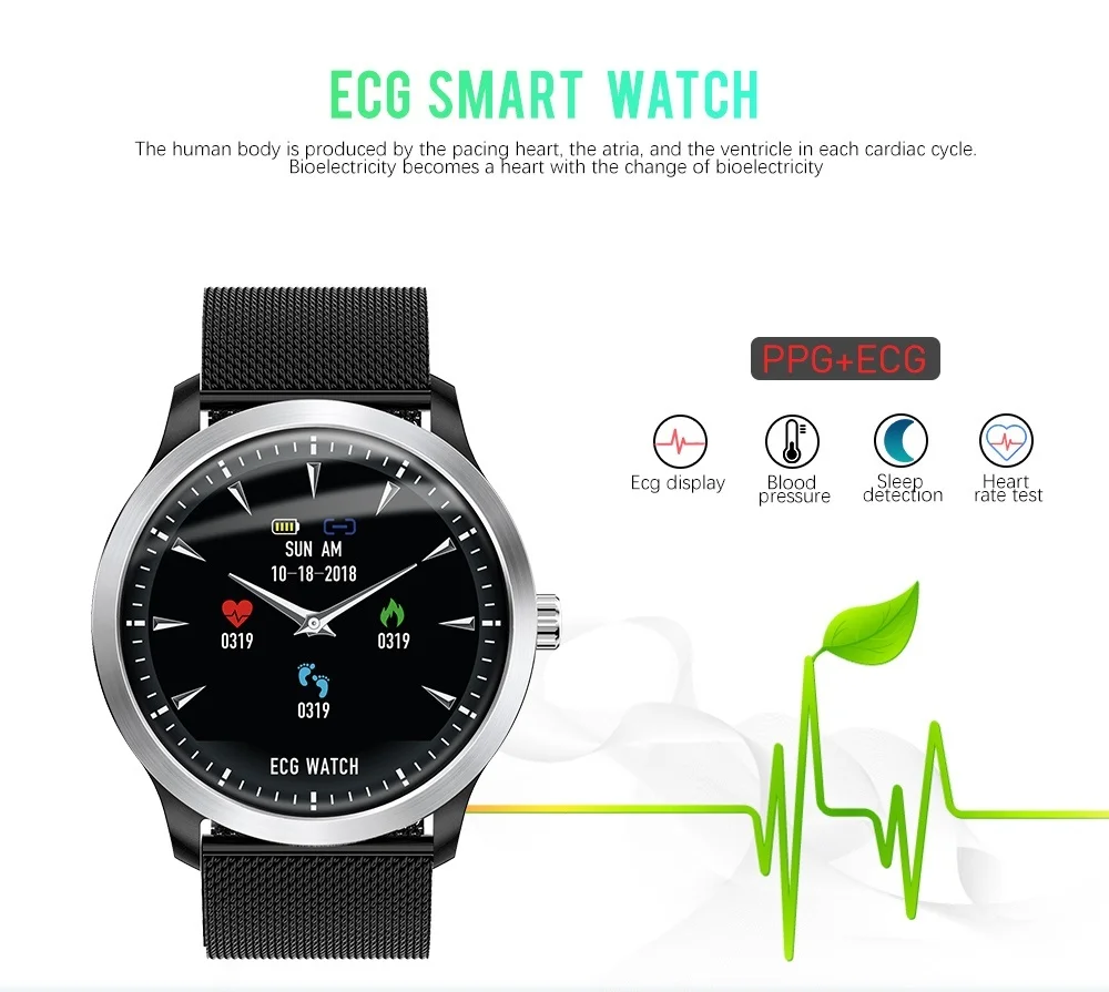 Смарт-часы Daywemet N58 ECG PPG с электрокардиографом ЭКГ дисплеем Холтер монитор