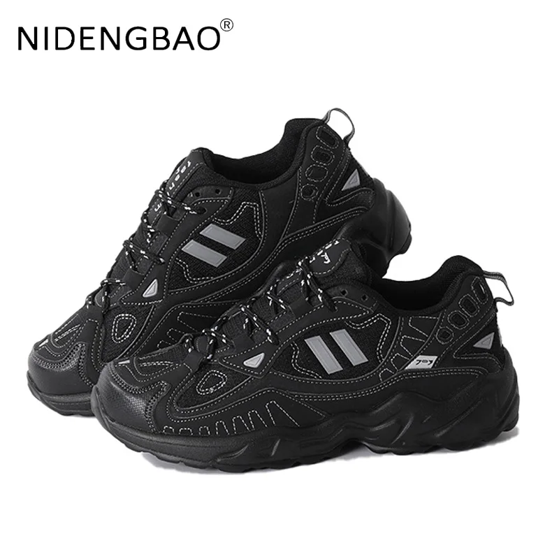 Fashion Sneakers Women Sports Shoes Breathable Couple Running Jogging Gym Training Student Men's Chunky Shoes Black Chaussure