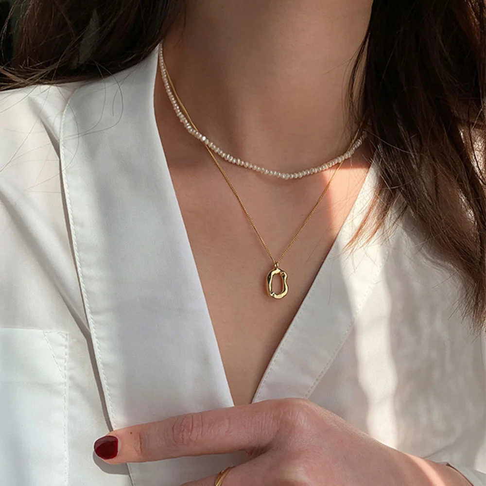 Vintage Fashion Gold Punk Necklace For Women New Faux Pearl Thick Chain Heart-shaped Human Head Coin Snake Pendant Jewelry Gift | Украшения