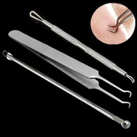 3pcsset acne removal needles stainless steel pimple blackhead remover tools spoon face skin care needles facial pore cleaner
