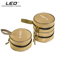 portable fishing reel bags round shape fishing gear storage case zipper pouch with handlebar 15cm fishing wheel bag