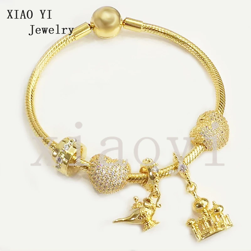 

XIAOYI 2020 new 100% s925 Yellow kettle house zircon love charm fashion high quality Bracelet Trinket for girlfriend female