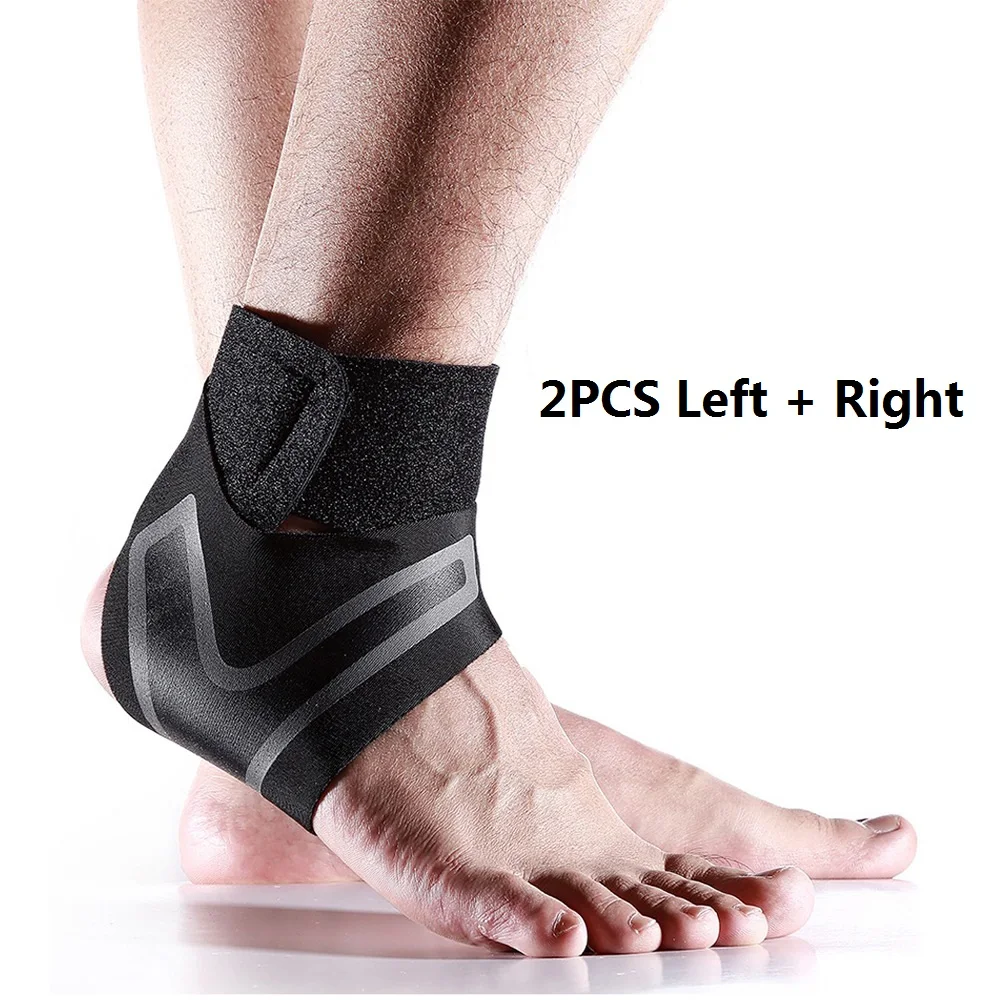 

2PCS L+R Ankle Support Brace,Elasticity Free Adjustment Protection Foot Bandage,Sprain Prevention Sport Fitness Guard Band