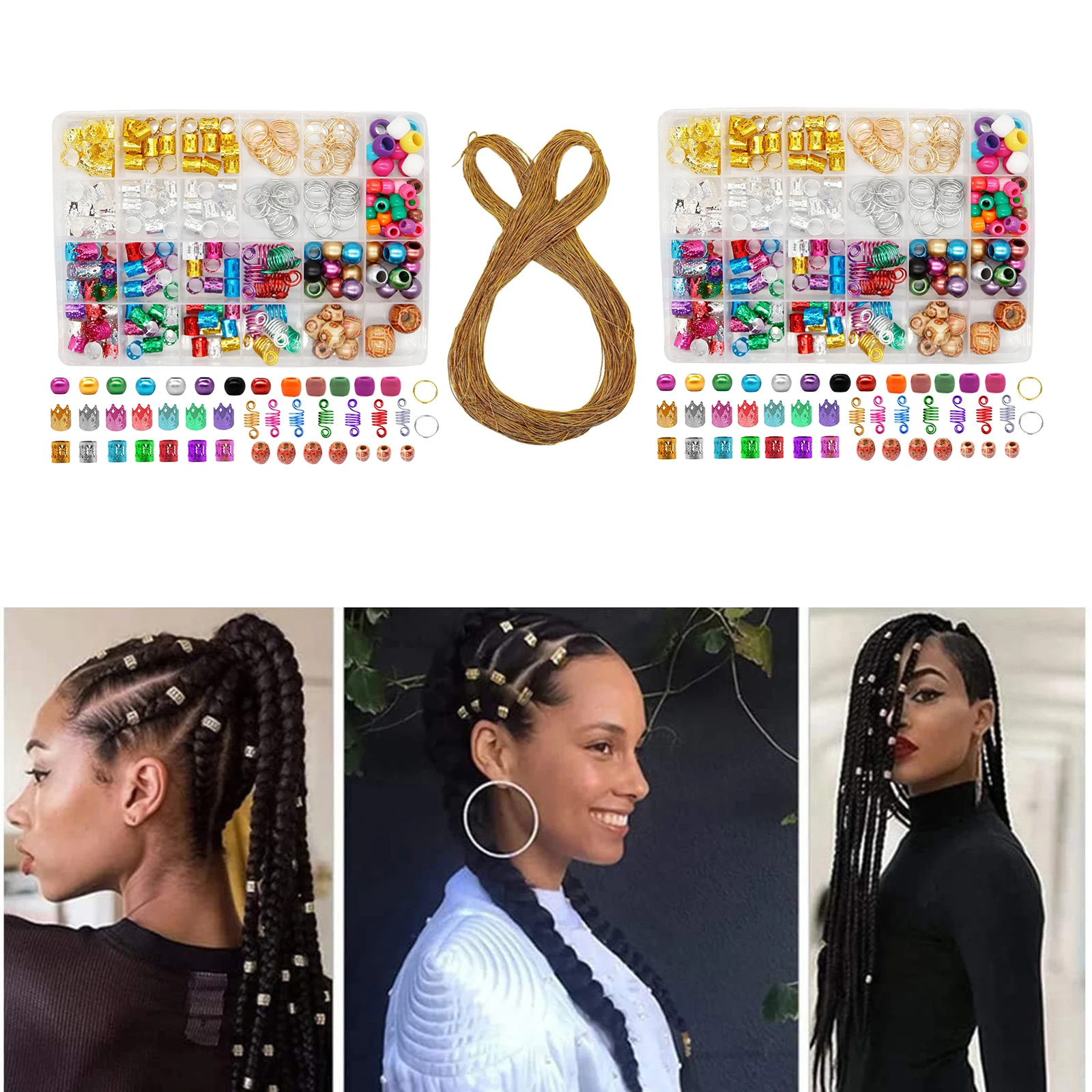 

238pcs/Set Dreadlocks Beads DIY Hair Braid Rings Locks Hair Braiding Hoops