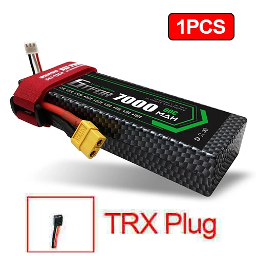 2 шт 7,4 V 5200 45c 7000mAh 60C GTFDR LiPo аккумулятор 2S HardCase для 1/8 1/10 RC модель автомобиля TRX Slash Emaxx - Цвет: 1PCS7000mahTRX