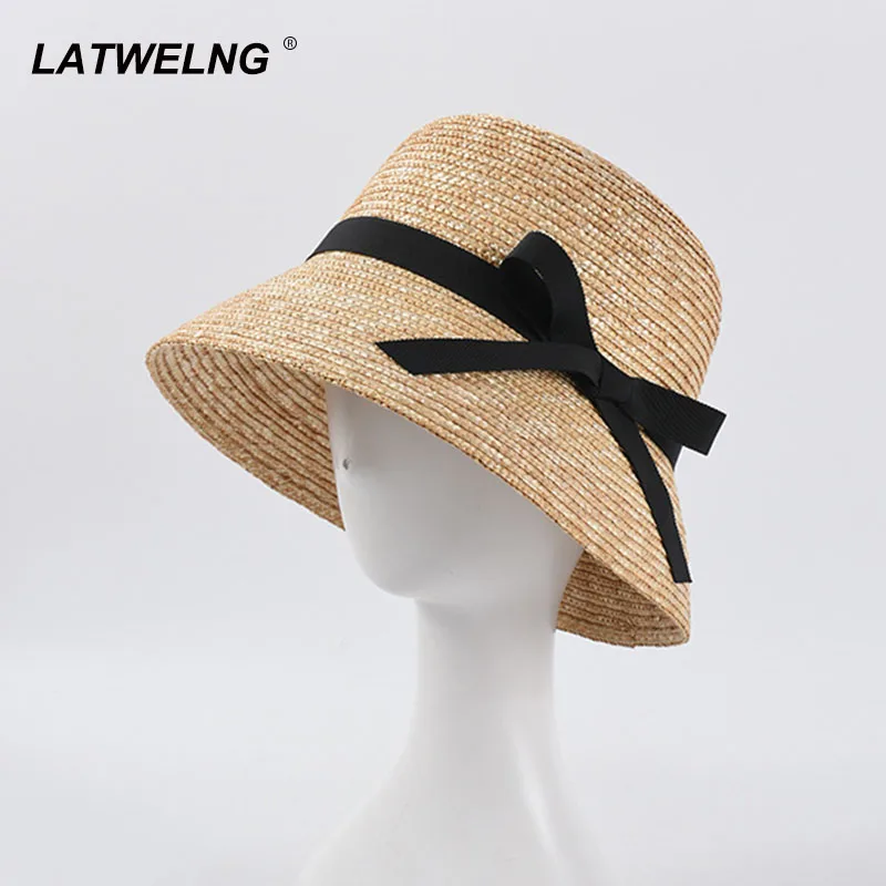 Фото Ins/модные пляжные шляпы из натуральной соломы для женщин летние от солнца ручная