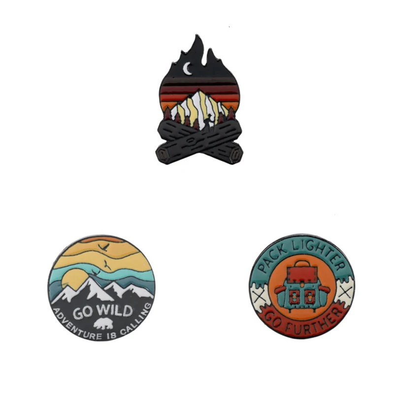 

Outdoor Adventure Pins GO WILD Go Further Brooch значки Shirt Bag Lapel Badge 1pc Wholesale Aesthetic Enamel Pin Jewelry Gift