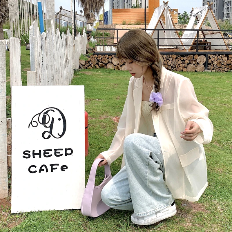 В Корейском стиле летние тонкие пиджак Шикарная Леди Harajuku Boho блейзер для женщин