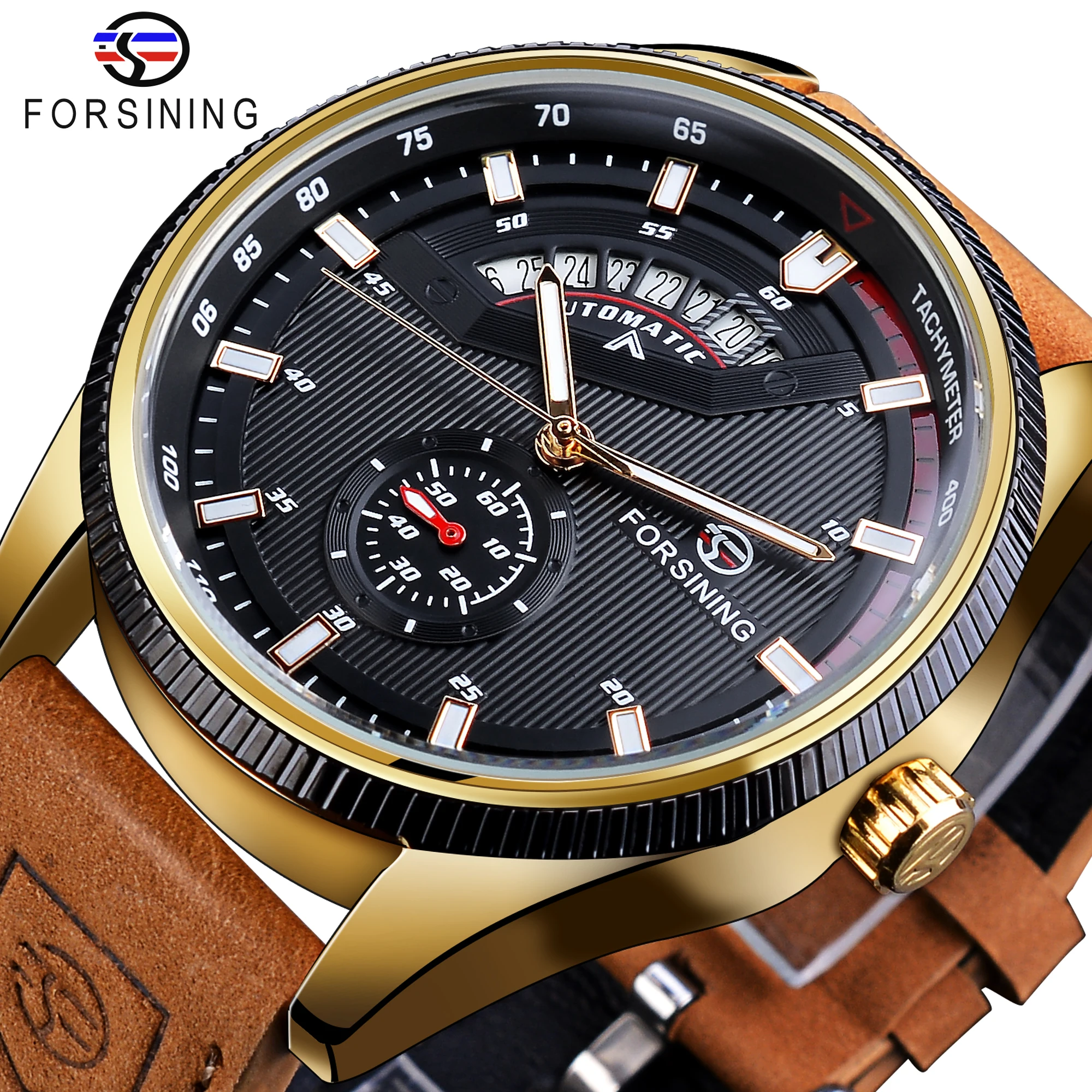 Forsining Men Military Wristwatch Waterproof Automatic Mechanical Watches Genuine Leather Strap Men's Outdoor Watch Reloj Hombre