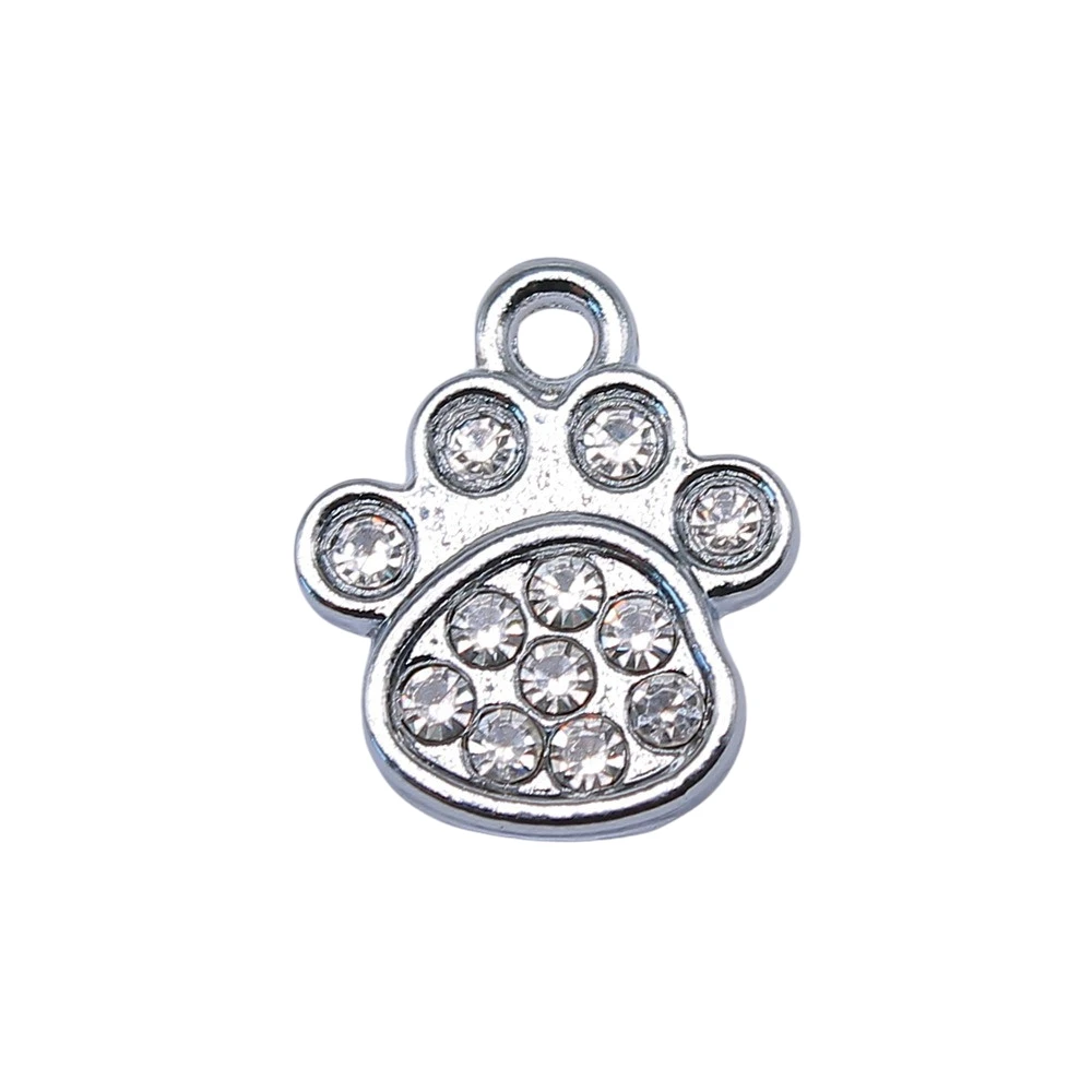 

WYSIWYG 4pcs 18x15mm Paw With Crystal Charms Chrome Color For DIY Jewelry Making Zinc Alloy Charms Pendant Jewelry Findings