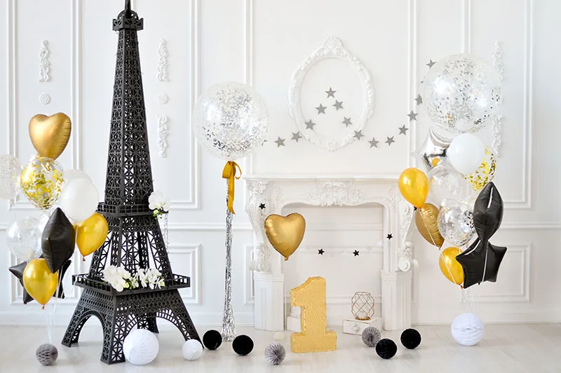Фон для фотосъемки GFUITRR с изображением Эйфелевой башни и баллоона фон детей на 1-й