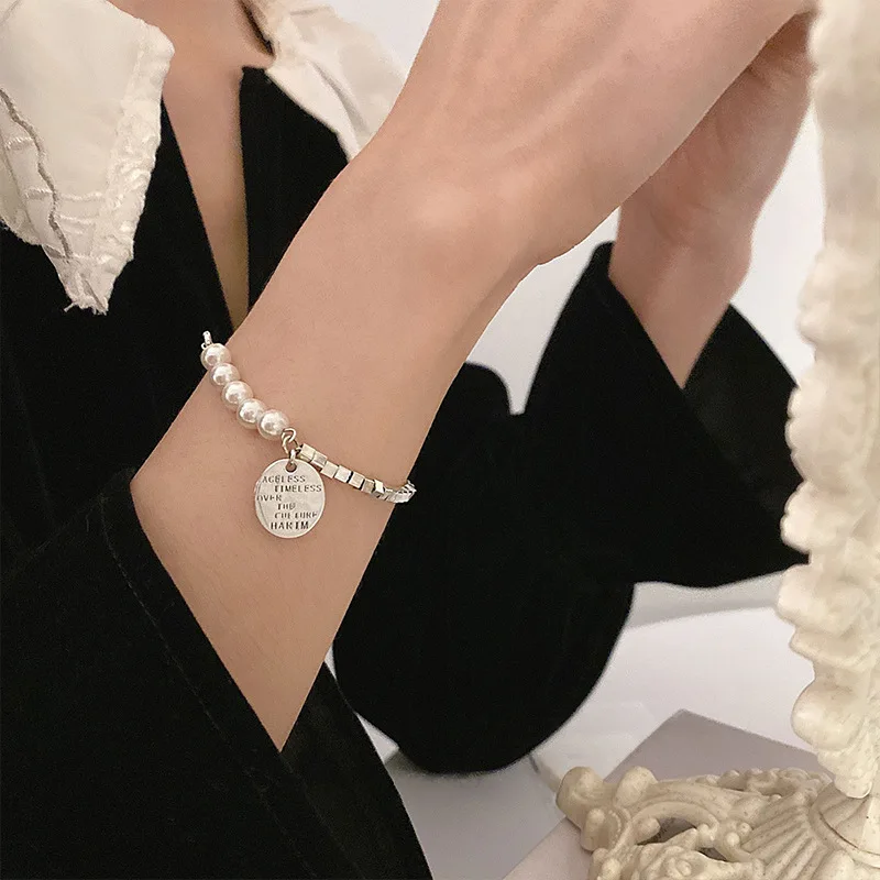 

Todorova Letter Tag Pearl Chain Bracelet Female Korean Version Simple Round Bracelet For Women Party Jewelry Gifts