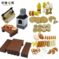 friends series food set pizza roast chicken picnic equipments building blocks educational toys girlis gifts cities friend model