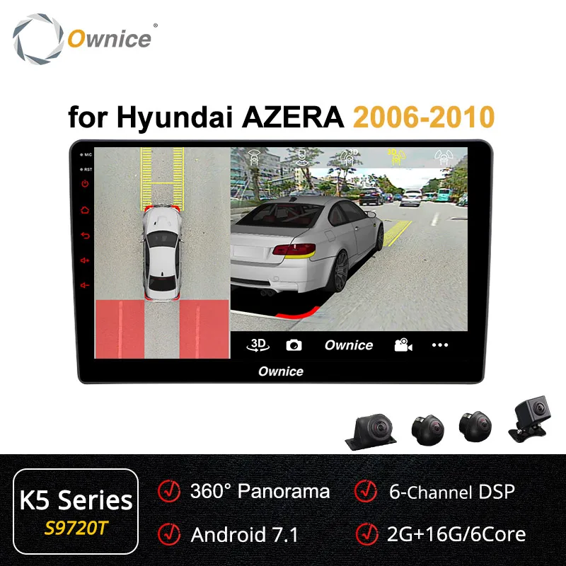 S9720 K5 Ownice Octa 8 Core Android 9,0 Автомобильный DVD Радио для hyundai Azera 2006 2007 2008 2009 2010 k3 k5 k6 4 аппарат не привязан к оператору сотовой связи 360 панорама DSP SPDIF - Цвет: S9720 K5